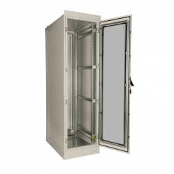Baie IP55 Datacenter 600x600 porte avant verre, porte arrière métal, 4 montants
