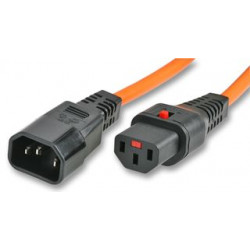 IEC Lock, cordon d'alimentation secteur, orange C14 vers C13 lockable, 1m